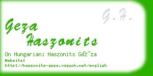 geza haszonits business card